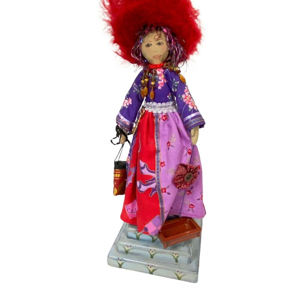 Marilyn Berg Handmade Decorative Beautiful Red Hat Lady Fiber Art Statue